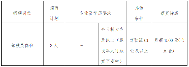东营博琛人力资源有限公司公开招聘驾驶员简章
